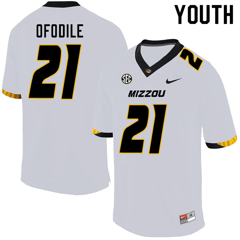 Youth #21 Alex Ofodile Missouri Tigers College Football Jerseys Sale-White - Click Image to Close